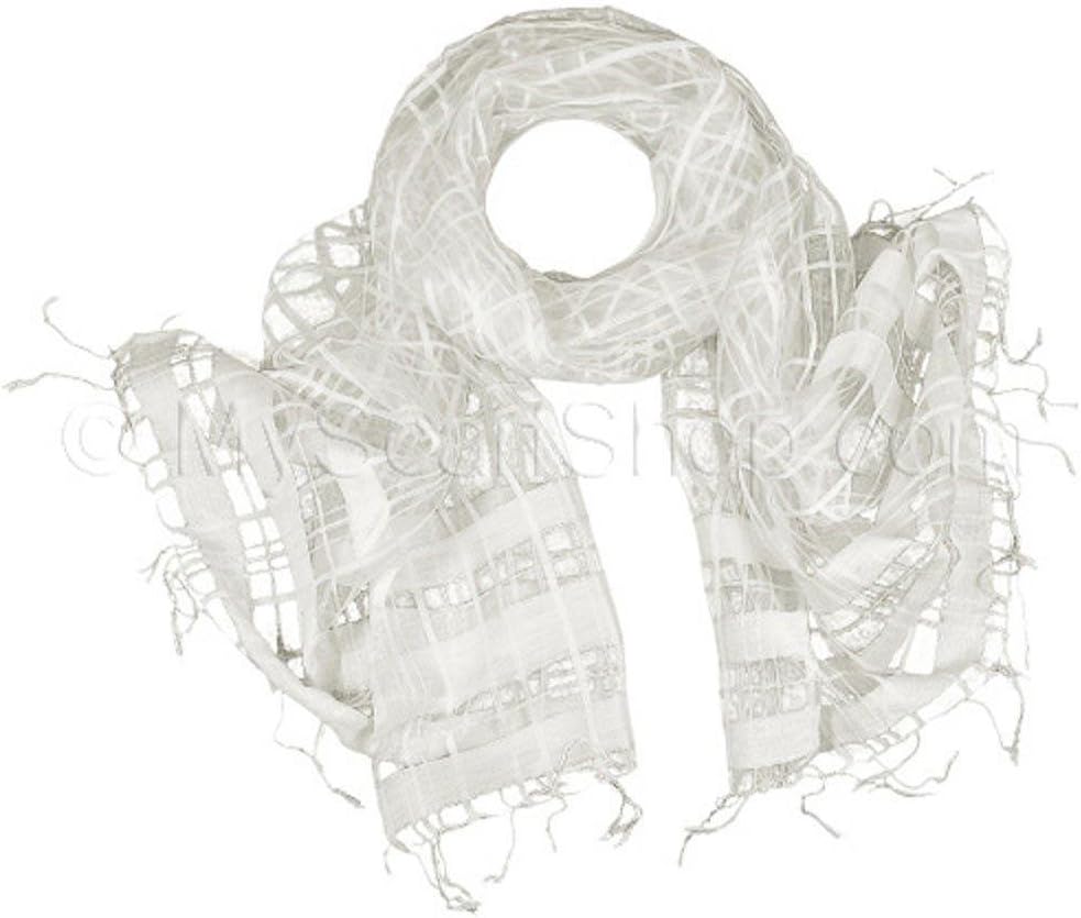 Magnolia Sheer Silk Cross Stripes Shawl
