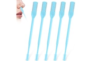 ZASZO 5Pcs 2-in-1 Nasal Hair Cutter, Double-Sided Nose Hair Trimmer Upgrade, 360° Rotating Manual Nose Trimmer Portable with Soft Cleaning Brush for Women and Men (Blue)