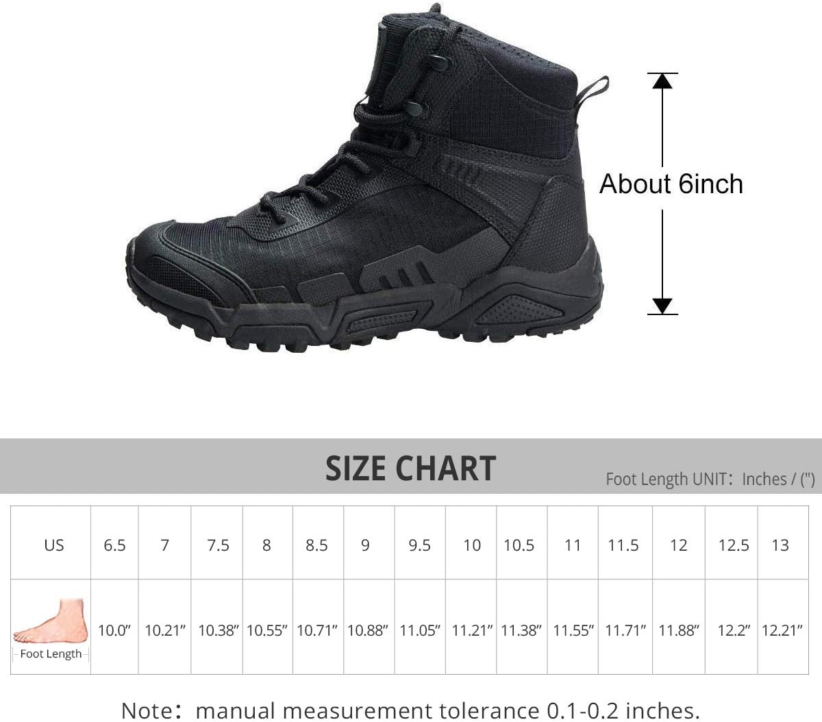 FREE SOLDIER Men’s Waterproof Hiking Boots 6 Inches Lightweight Work Boots Military Tactical Boots Durable Combat Boots: Sports & Outdoors