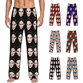 PGKEUYI Custom Men Pajama with Face, Customized Men's Pajama Pants with Wife's Husband's Pet's Kid's Face