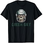 Green Bay Football Skull in Helmet T-Shirt