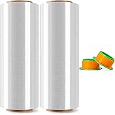 2 Rolls Clear Stretch Wrap 12" x 1000FT x 80 Gauge Heavy Duty Film | Heavy Duty Clear Stretch Wrap with Holder, 80 Gauge Self-Adhering Film for Packing, Moving &amp; Shipping Protection
