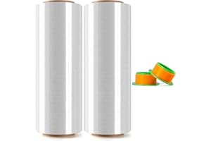Ealyder Tape 2 Rolls Clear Stretch Wrap 12" x 1000 FT x 80 Gauge, Industrial Heavy Duty Stretch Wrap Shrink Film, Durable Sel