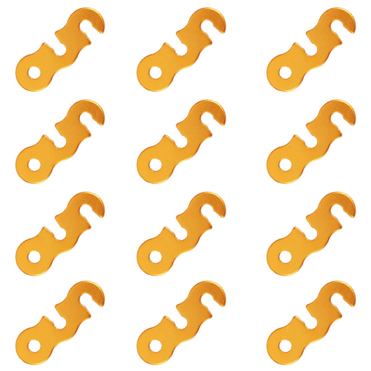 Azarxis Aluminum Guyline Tensioner Guy Rope Adjuster Wind Cord Buckle 12 Pack Lightweight for Camping Hiking Backpacking Picnic Outdoor Tent Accessory (Three-hole Shape (Yellow) - 12 Pack)