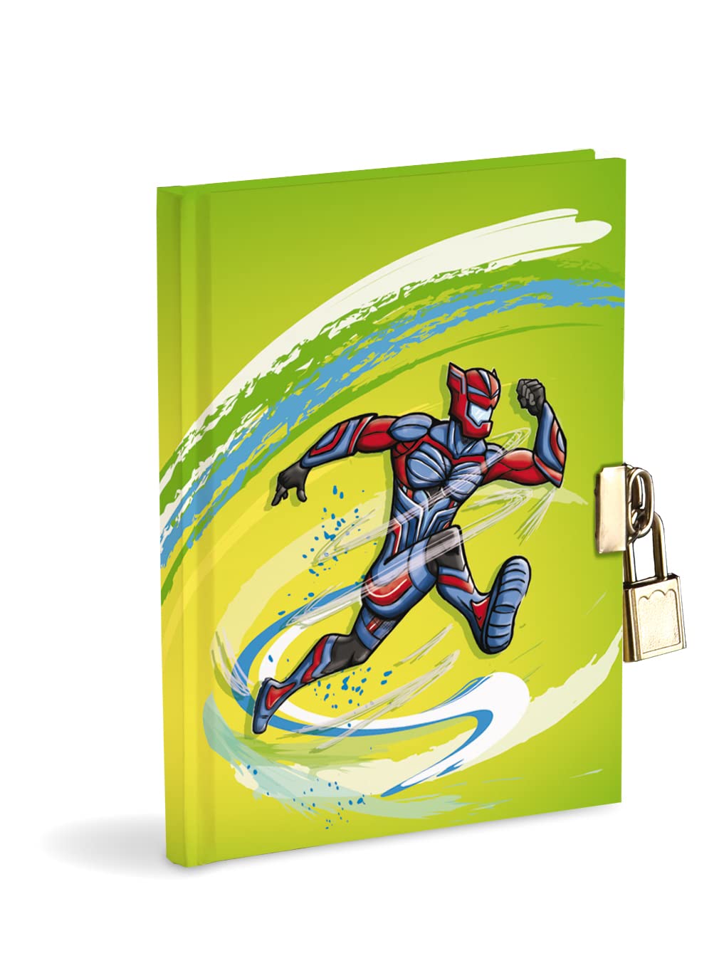Mareli Segreto Diary 14.5 x 18.5 cm Superheroes with Metal Lock and 2 Keys, Green