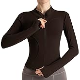 Ncvtang Women's Cropped Lightweight Stretchy Running Track Jackets Full Zip Slim Fit Athletic Tops with Thumb Holes