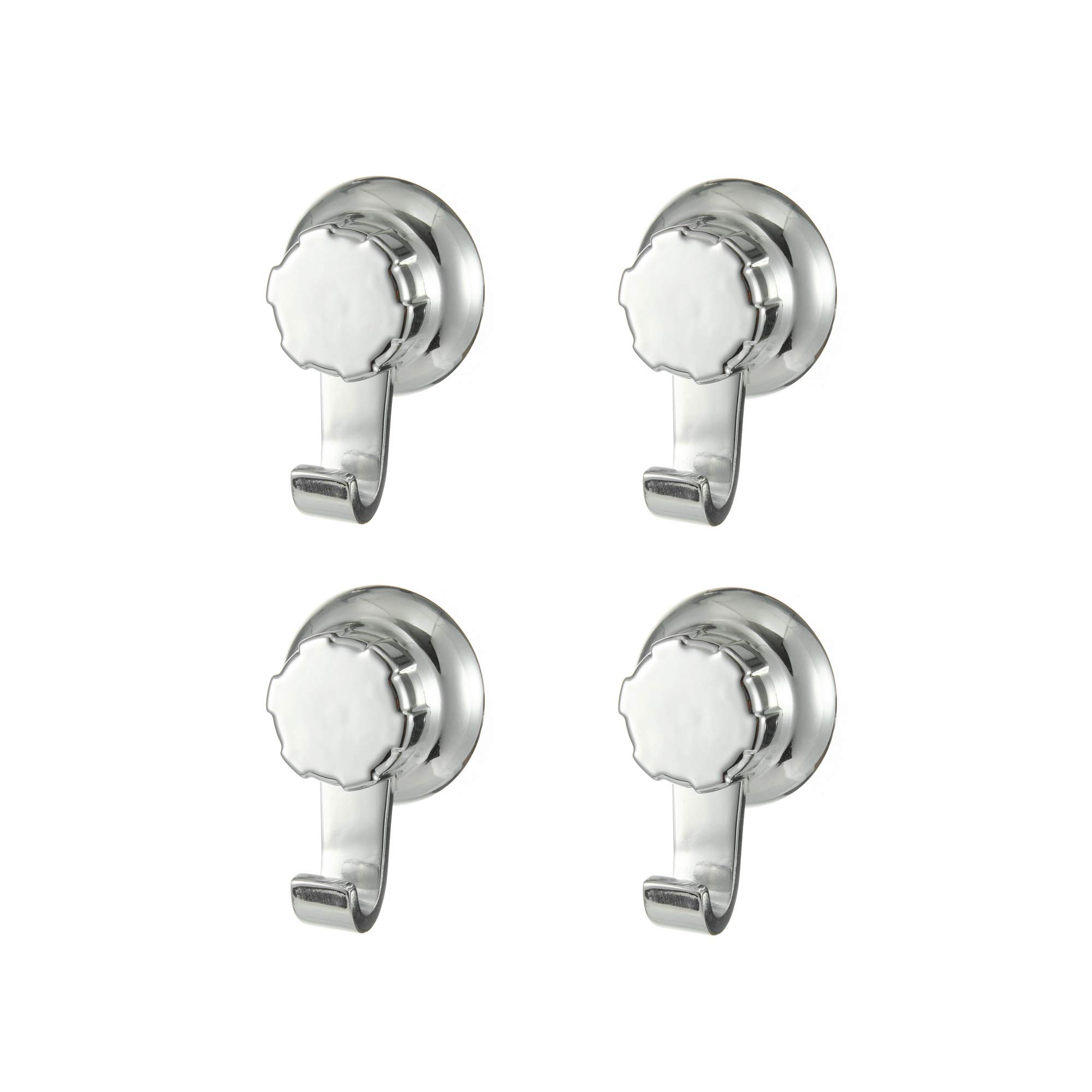Compactor Bestlock Wall Mounted Small Storage Hooks, Suction Cup Mounting, Supports up to 3 Kg, Anti-Rust Chrome Plated Iron, Pack of 4, 5.4 x 4 x H.8 cm, RAN7818