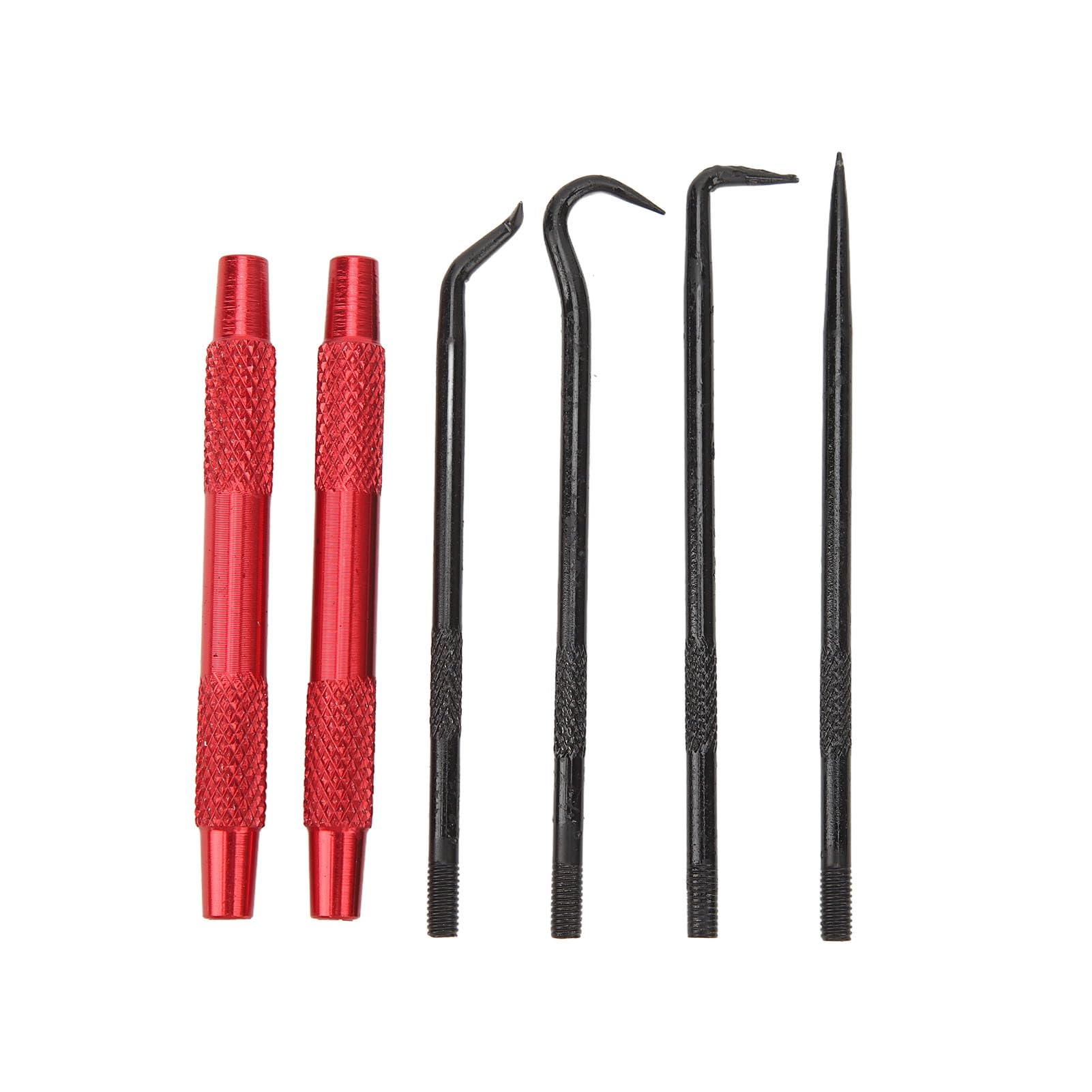 6Pcs Pick and Hook Tool Set, O Ring Seal Removal Pick Tool Kit with Handle Nonslip, Carbon Steel O Ring Seal Puller Hooked Pick Tools Combo for Machinist