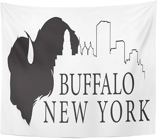 Amazon Com Tompop Tapestry Blue City Graphic Of Buffalo New York