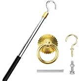 Ladder Pull Down System Kit - Attic Pull System Hook Set Replacement for Cord Ropes with 60 Inch Extension Pole and Copper Storage Hook Handle Parts Tool