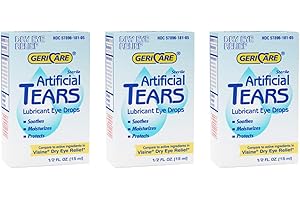 GeriCare Artificial Lubricating Tears, Soothing Eye Hydration Drops - Long Lasting Eye Lubricant Formula, 0.5 fl oz Bottle (15ml) (Pack of 3)