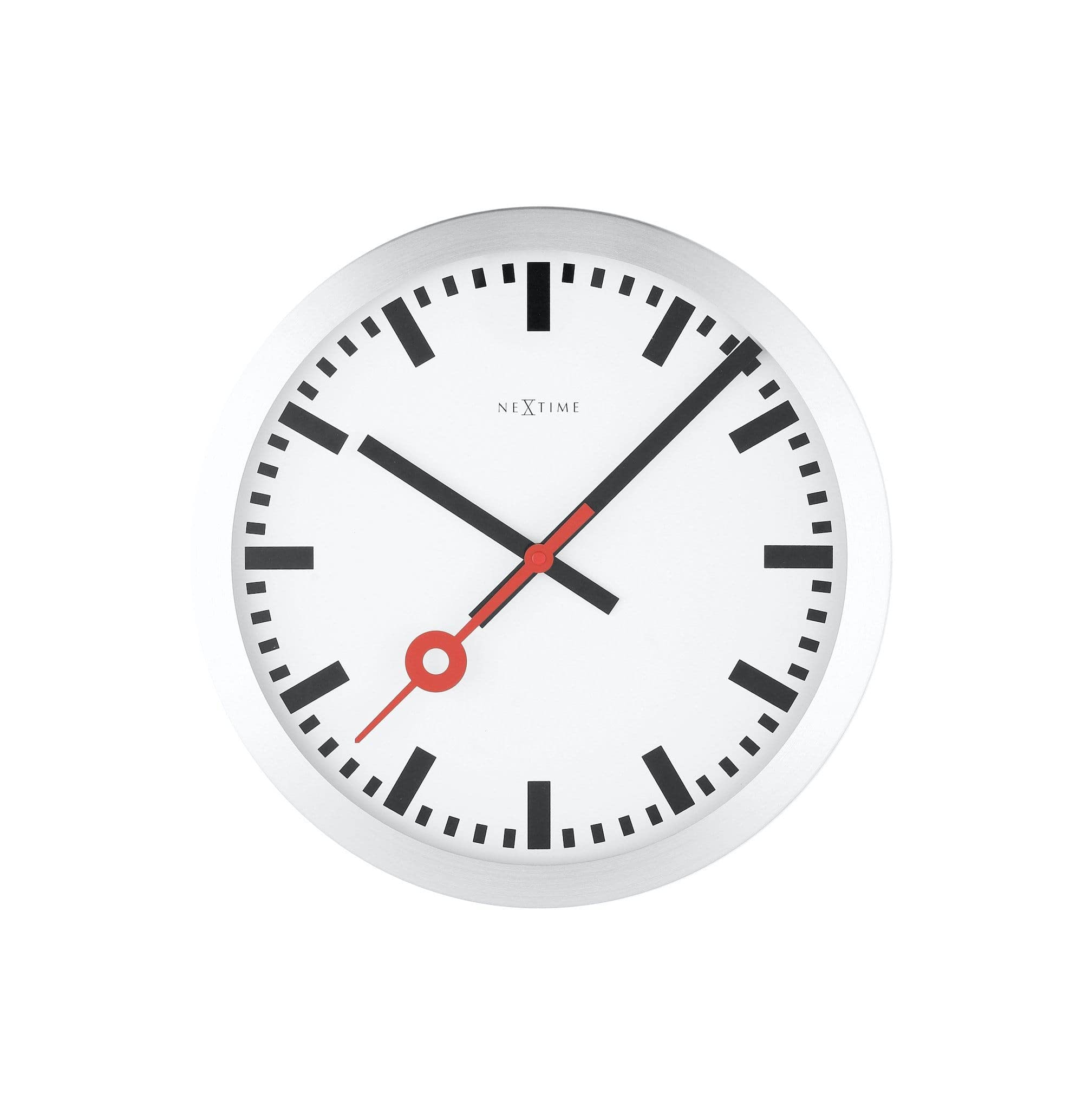 NeXtime Silent Round White Wall/Table Clock 'STATION', Ø 19 cm