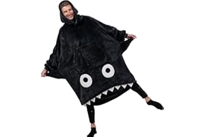 KPBLIS Wearable Blanket Sweatshirt, Shark Blanket Hoodie for Women and Men, Cozy Blanket with Sleeves and Large Front Pocket for Adults, Teens (Dark Gray)