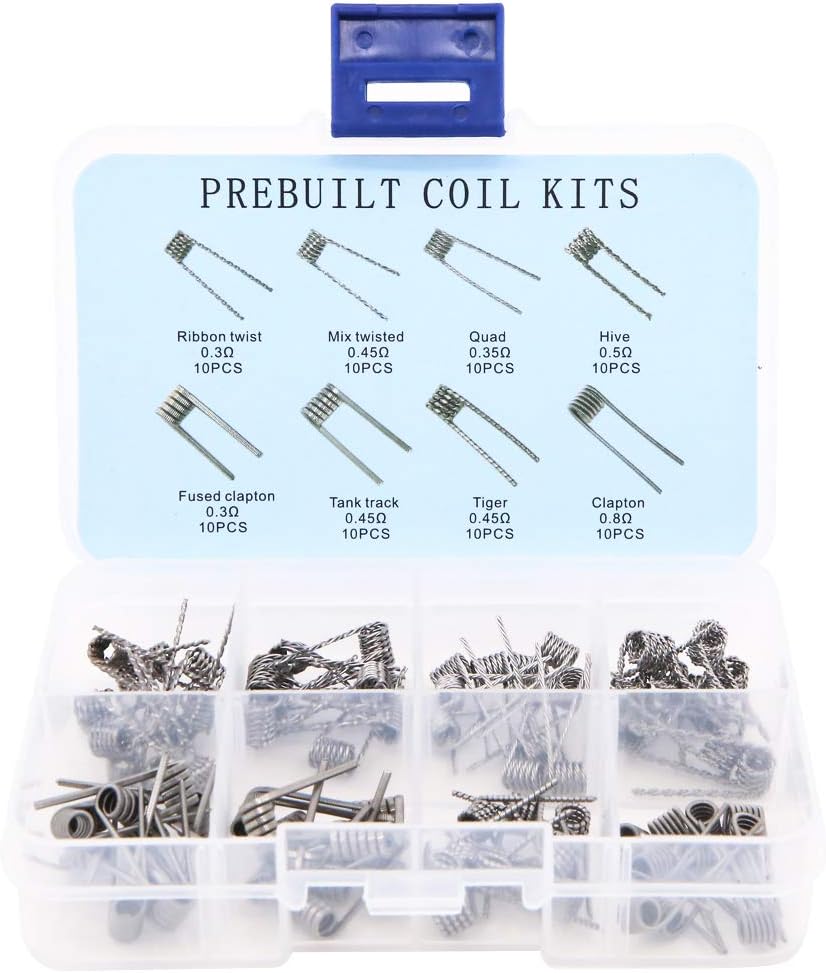 80 pcs Prebuilt Coils, Ribbon Twist/Mix Twisted/Quad / Hive/Fused Clapton/Tank Track/Tiger / Clapton, for RDA/RBA / RTA