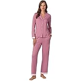 Anne Klein Womens Long Sleeve Button Down Pajama Top & Relaxed Pant Set - Soft Sweater Knit - Cozy Sleepwear & Loungewear PJs