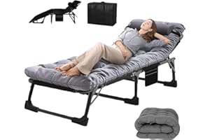 soliles Camping Sleeping Cot,5-Position Folding Cot,Lounge Chair with Mattress,Folding Sleeping Cot with Carrying Bag,Camping Cots for Adults, Heavy Duty Lounges Chairs for Outside, Beach, Lawn