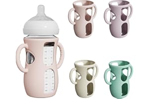 4 Pack Silicone Sleeves for Avent Natural Glass Baby Bottles, Anti Breakage Baby Bottle Protector with Easy-Grip Handle, Comp