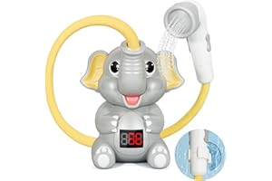 BAIAI Baby Bath Toys with Shower Head Elephant Design Bathtub Sprinkler with Digital LED Temperature Display,Baby Bath Essentials Birthday Gift for Newborn Infants Toddlers Babies 18+ Months - Gray