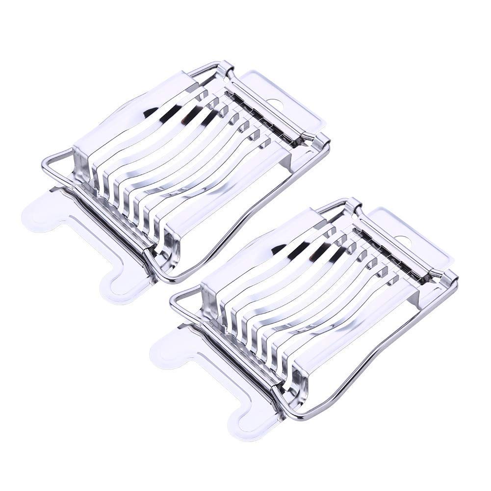 Steel Wire Egg Slicer 2pcs Egg Cutter Silver for Sandwich and Salad Slice Hard Boiled Eggs Quickly and Effectively
