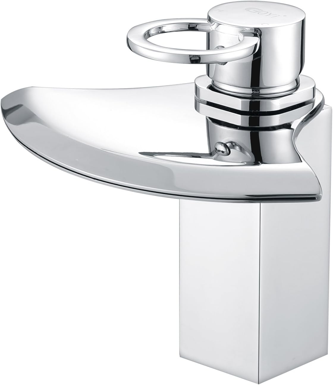 Modern Solid Brass Waterfall Ring-pull Handle Big AX Wide Spout Bathroom Basin Sink Mixer Tap Chrome Faucet