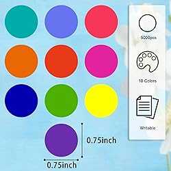 5000 PCS 3/4" Colored Dot Stickers Round Color