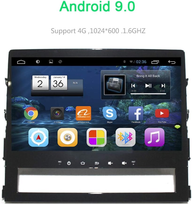 Car Multimedia Player Car DVD Navigation All-in-One for Toyota Land Cruiser 2016+ with 10-Inch Android HD Touch Screen Support GPS/WiFi/Bluetooth Call/Steering Wheel Control