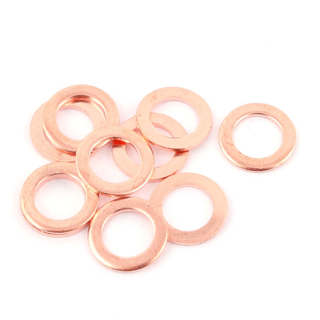 sourcing map 10pcs 8mm x 13mm x 1mm Flat Ring Copper Crush Washer Sealing Gasket Fastener โ image 1