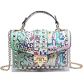OXYPLAY PU Leather Graffiti Shoulder Crossbody Rivet Square Snake-shaped Pattern Chain Bag