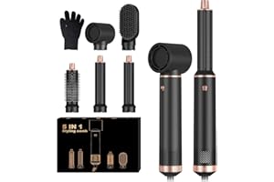 TRYLATER 5 in 1 Hair Dryer Brush Set, Negative Ion Blow Dryer Brush Upgrade Hot Air Brush Air Styler Curling Wrap Air Curler, Curling Iron Hair Styling Tools As A Gift for Straight/Curl/Drying/Smoothing