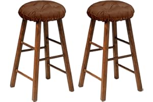 mudilun Round Bar Stool Cushions Soft Comfortable Tufted Barstool Covers Elastic Bands Anti-Slip Stool Cushions Replacement (Brown, 14x14x2(2pc))