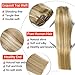 Vario Clip in Hair Extensions Human Hair Double Weft Brazilian Hair 18 Inch Mixed Bleach Blonde 7pcs 70g Set Silky Straight 100% Real Remy Human Hair Extensions Balayage Hair