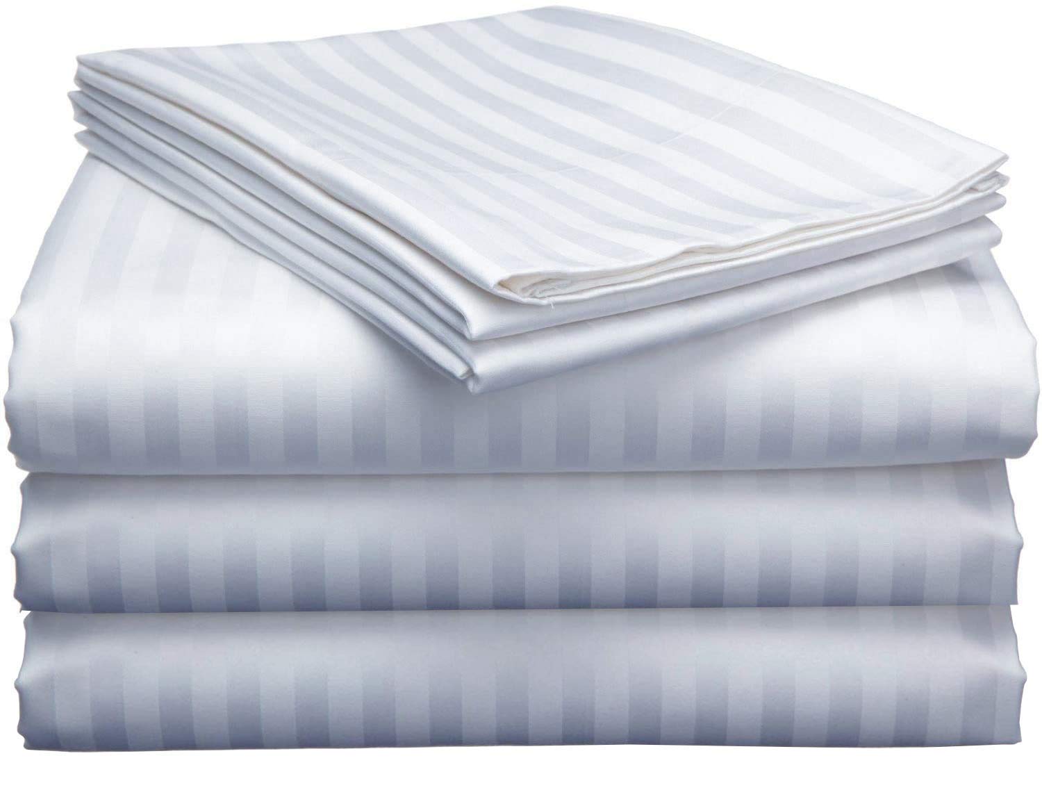 Photo 1 of ****SEE NOTES ******Online Bedding Linen Split California King Sheets Sets For Adjustable Bed, 800 Thread Count Fabric 100% Cotton Sheets, 5 Piece Split Cal-King Sheet Set, Sateen Sheets, 18" Deep Pocket - White Stripe