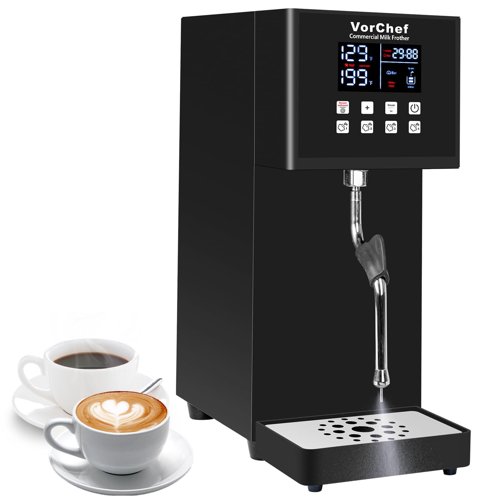 Photo 1 of VorChef Commercial Milk Frother, 2200W 110V Automatic Steam Machine Electric Steam Milk Frothing Machine Coffee Milk Foam Machine Steamer with LED Display for Tea Coffee Shop