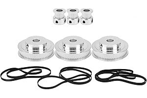 PISSENTE 2GT Timing Belt Pulley Kit, 6pcs 20/60 Teeth Synchronous Wheel 8mm Bore Timing Belt Pulley with 3Pcs 610/852/1220/mm Timing Belt Width 6mm