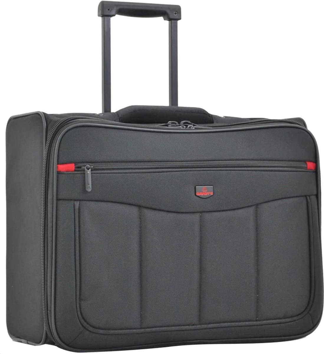 DavitT Monte Carlo - 17 Inch Wheeled Laptop Roller Pilot Case, Black, Padded Laptop Compartment, Quality Tested Zips, Handles and Shoulder Straps