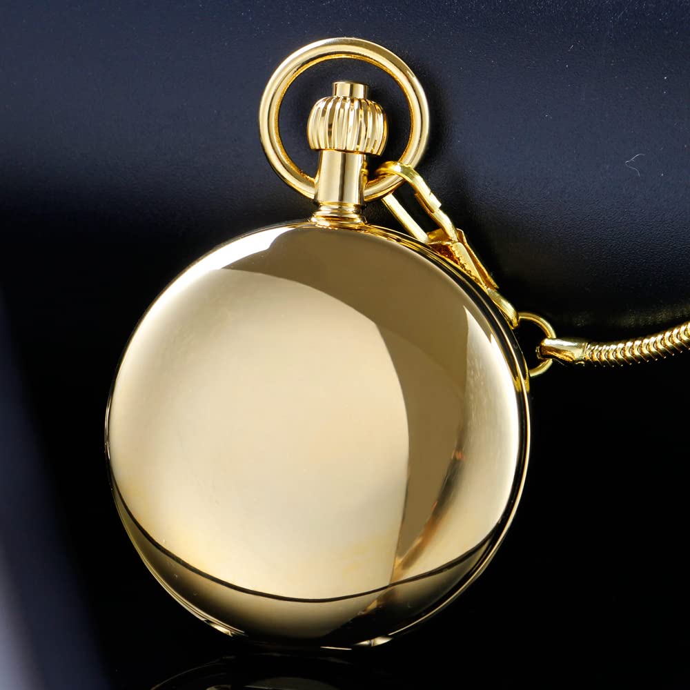 Alwesam Copper Pocket Watch Steampunk Mechanical London Hand Wind Mens Watches with Chains & Boxs