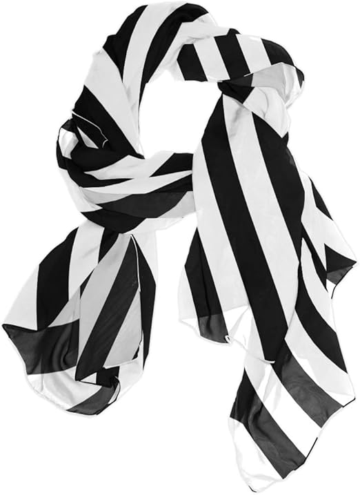 Scarfs for Women Black White Stripe Silk Scarfs Fashion Hair Head
