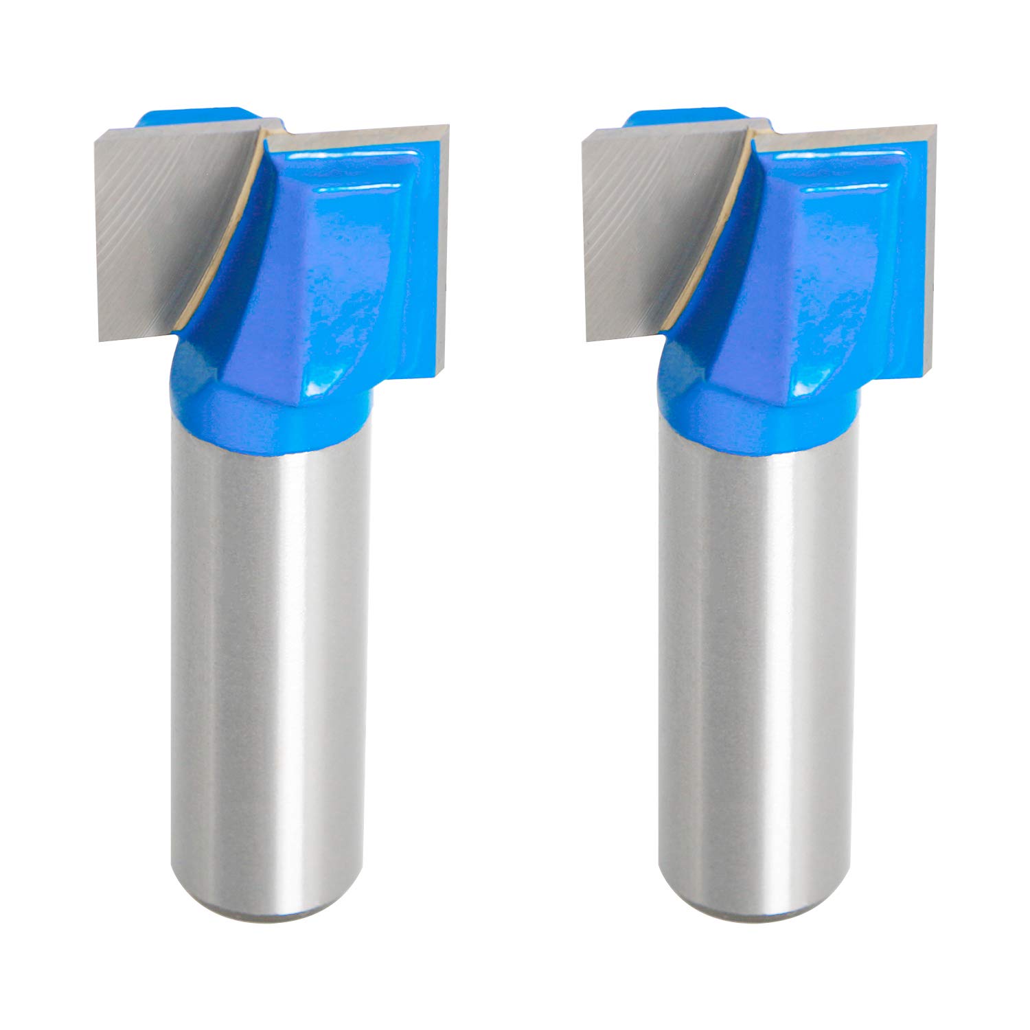 Aopin 7/8-Inch Dia Bottom Cleaning Router Bit 1/2-Inch Shank, Mortising Bit, Spoil Board Surfacing, Slab Flattening Woodworking Milling Cutter Carbide Tipped, Blue, Silver, 2Pcs