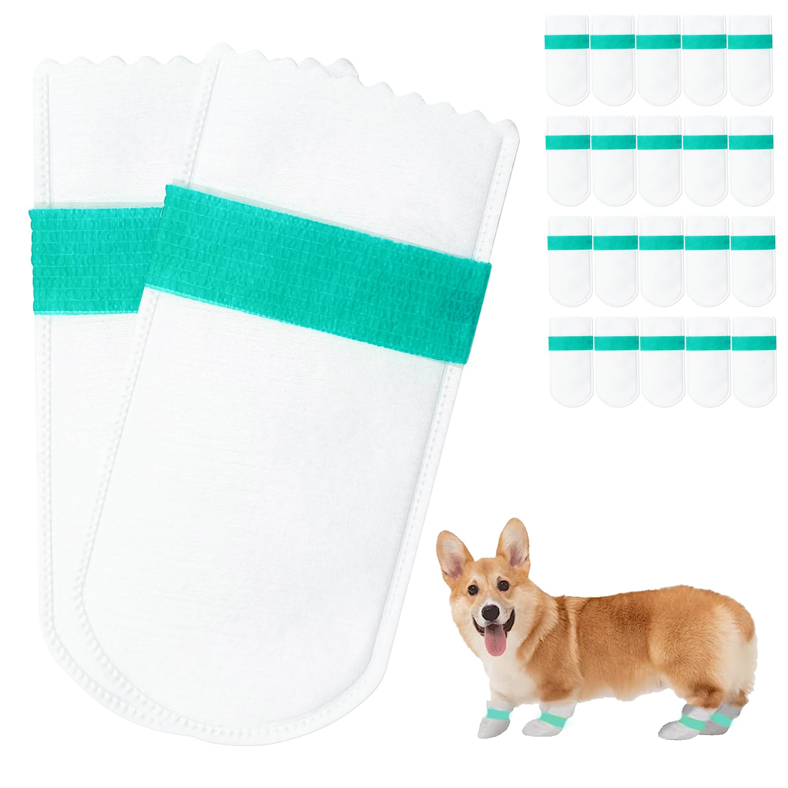 caichuxiye 20pcs Disposable Dog Shoes,Outdoor Dog Rain Boots,Paw Protection,Waterproof Dirt-Proof,with Adjustable Straps,for Small to Medium Large Dogs. (Single Bandage, M)