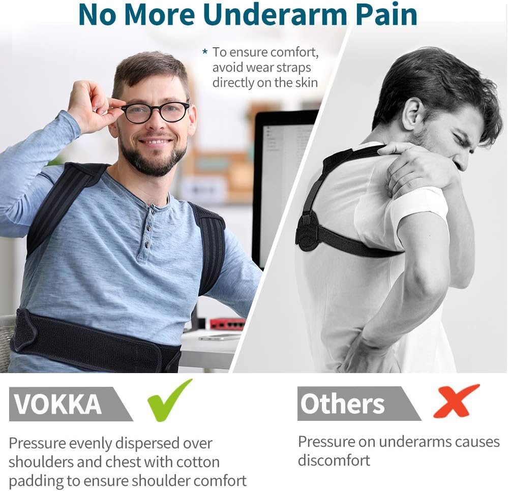 VOKKA Posture Corrector for Men and Women, Spine and Back Support, Providing Pain Relief for Neck, Back, Shoulders, Adjustable and Breathable Back Brace Improves Posture and Provides Back Support XL: Health & Personal Care