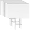 Newflager 10 Pack 18 x 12 Inches White Corrugated Plastic Yard Sign with Metal Stakes for Birthday, Real Estate Garage Sale Signs, Rent, Guidepost Decorations