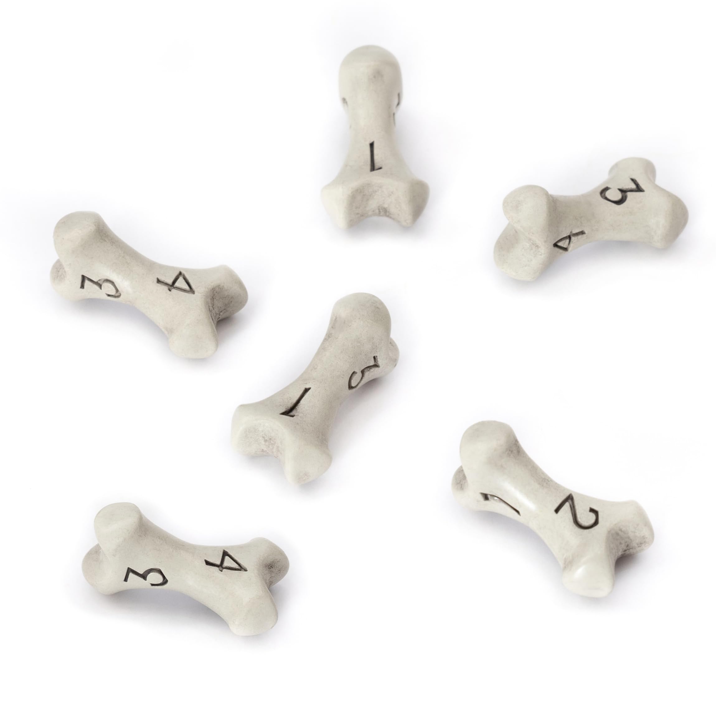 LYNX D4 Dice Set - Set of Six 4 Sided Dice - Skull & Bone Themed RPG Dice. Cool & Unique Gift for Dungeons & Dragons (DND), Warhammer, D&D, Pathfinder, D and D. (Cleaned Bone White)