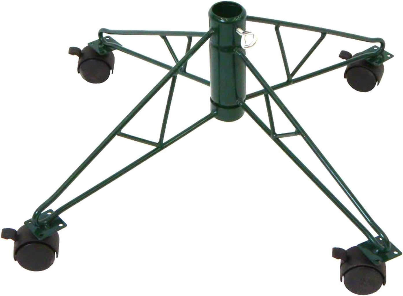 Tree Stands - Green Metal Rolling Christmas Tree Stand for 6.5' - 7.5' Artificial Trees