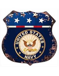 Home: US NAVY Chic Sign Vintage Retro Rustic 11.5"x 11.5" Shield Metal Plate Store Home Room Wall Decor Gift - Chic Sign