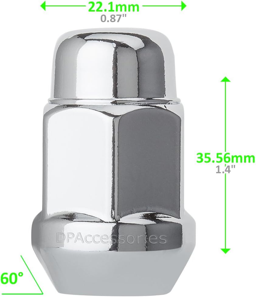 DPAccessories D3112-HT-2305/20 20 Chrome 1/2-20 Closed End Bulge Acorn Lug Nuts - Cone Seat - 3/4" Hex Wheel Lug Nut: Automotive