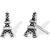 Boma Jewelry Sterling Silver Eiffel Tower Paris Stud Earrings