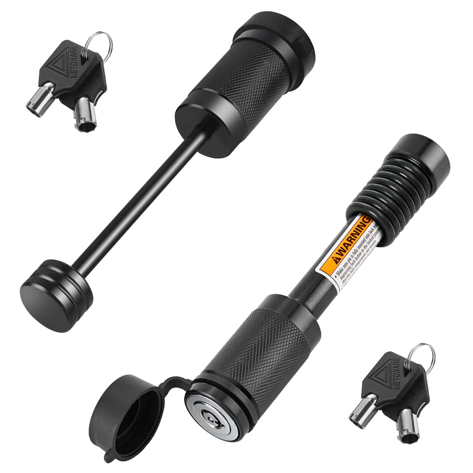 Photo 1 of METOWARE Keyed Alike Trailer Hitch Lock Set, 5/8" Dia 3-1/2” Long Anti-Theft Hitch Lock Fits Class III IV Receiver, 1/4” Dia with 3-1/2" Span Traile Coupler Lock for Latch-Type Coupler