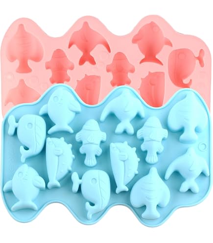 Dolphin Shark Chocolate Candy Silicone Mold 4 Pcs - Ocean Theme Fondant Mold For Cake Decorating, Resin Crafts