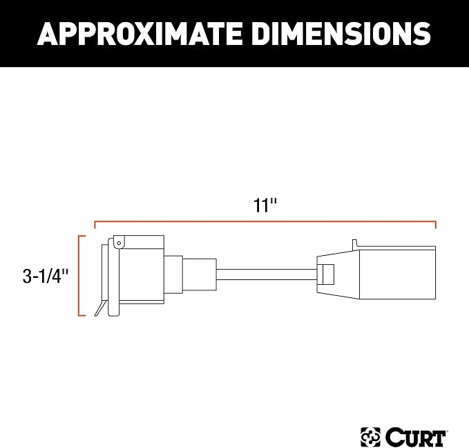 Curt 57003 Led Compatible 7 Way Rv Blade Vehicle Side Trailer Wiring Adapter