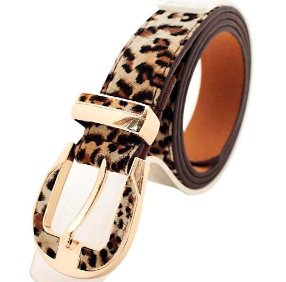 Leopard Print Faux Leather Fashion Belt for Ladies, Gift Idea, Brown